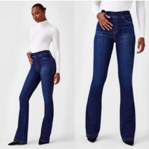 Spanx Flare Pull On Jeans Midnight Shade Comfort Stretch Denim 20327R Large
